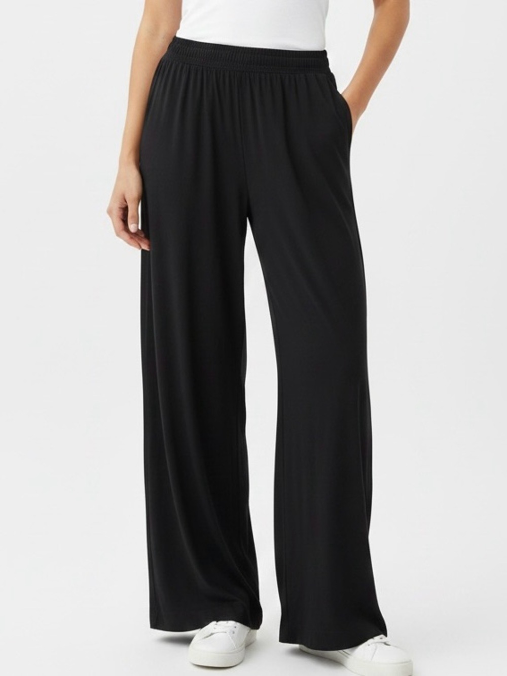 DONNI Black Supima Cotton Wide Leg Pull On Lounge Pants Womens Size M